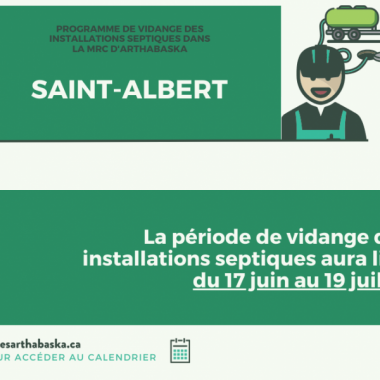 La période de vidange des installation septiques aura lieu du 17 juin au 19 juillet 2024